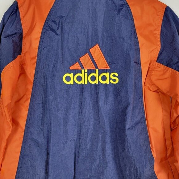 Vintage 90s Adidas Girl Windbreaker Jacket Size Medium Half Zip Navy Blue Orange - Picture 4 of 16